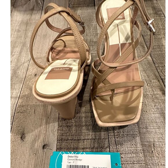 Dolce Vita Tan Wedge Sandals - Picture 7 of 15